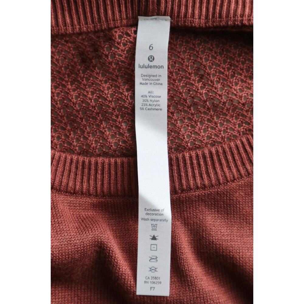 Lululemon Size 6 Back To Balance Sweater Open Back Knit Rustic Clay - Picture 10 of 12